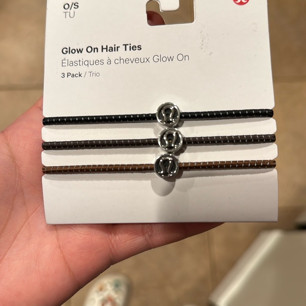 lululemon athletica Glow On Hair Ties - Black, Silver, Brown